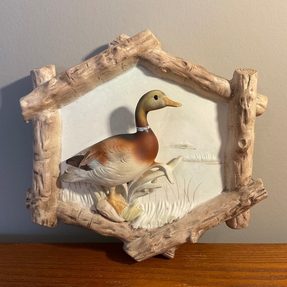 Vintage 3D Ceramic Mallard Duck Hand-painted Wall Hanging - Picture 1 of 13